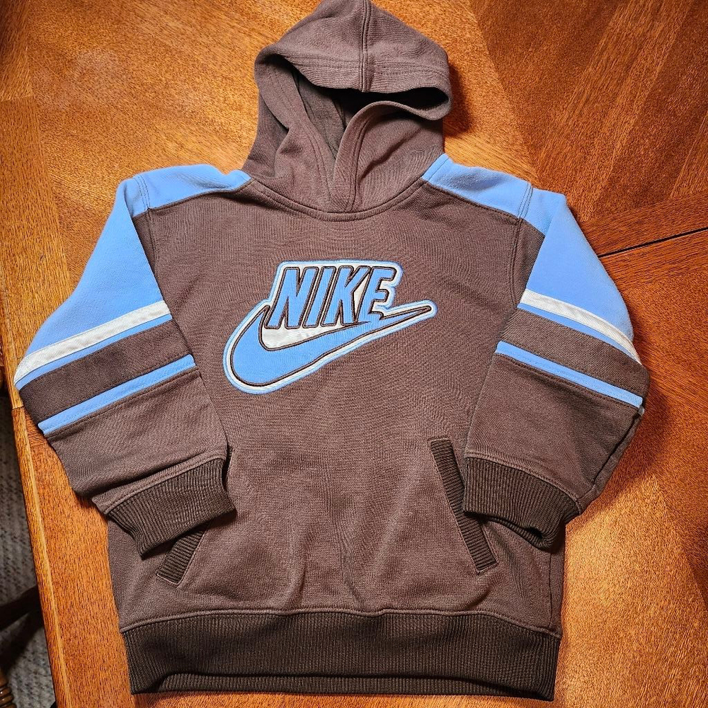 Boys Nike Hoodie Size 6 Brown Blue Sweatshirt